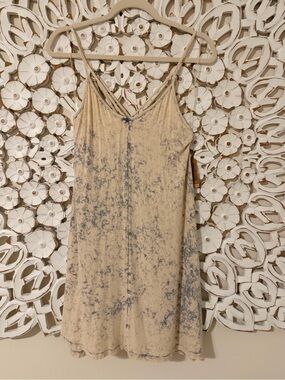 American Eagle Spaghetti Strap Tie-Dye Slip Dress in Beige and Charcoal Size Med